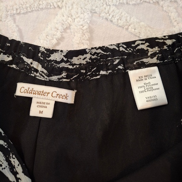 Coldwater Creek Womens Medium Black White Abstract Print Chiffon Midi Skirt - Picture 5 of 7